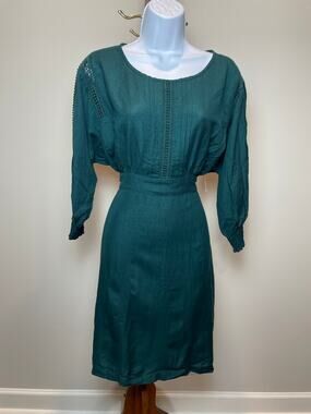 Code Dress Size 12 Green Blouson Cinched Waist Long Sleeve New With Tag